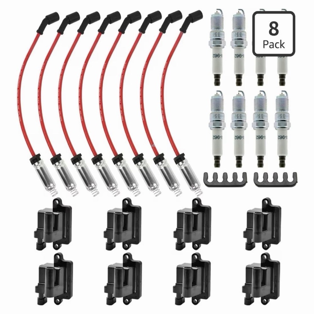 UF-271 Set of‎ 8 12556893 Square Ignition Coil & 41-962 8 Pcs Spark Plug and Red